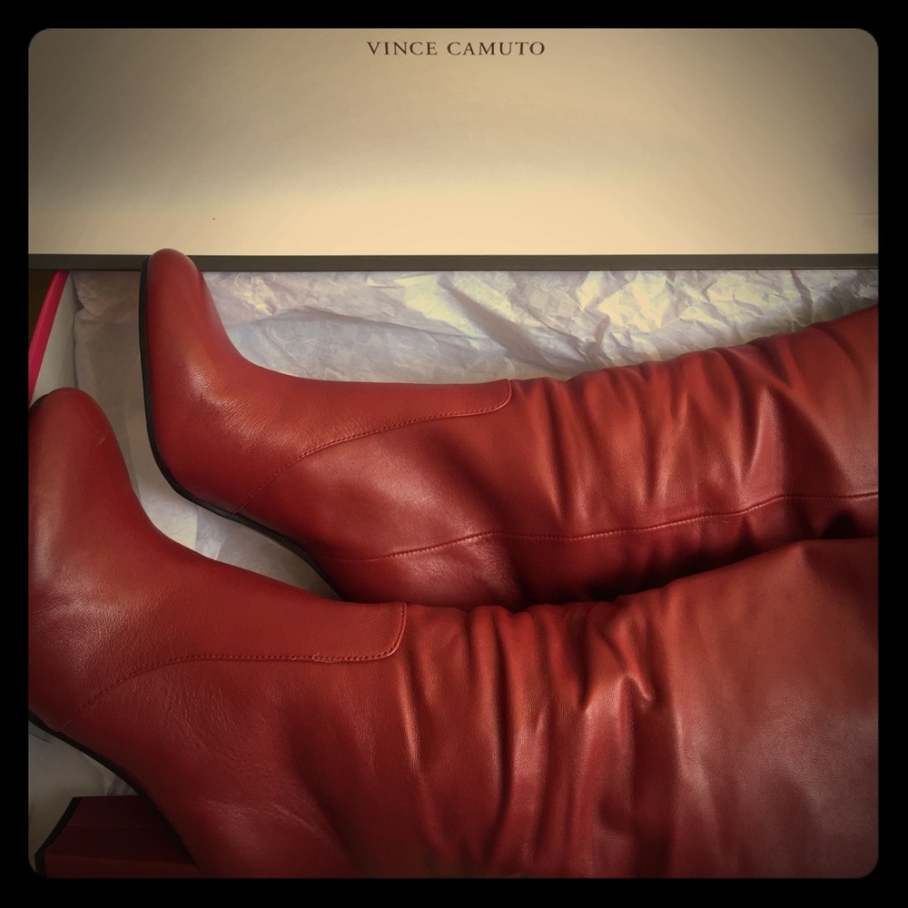 Holiday Red Leather Vince Camuto Sessily Boots